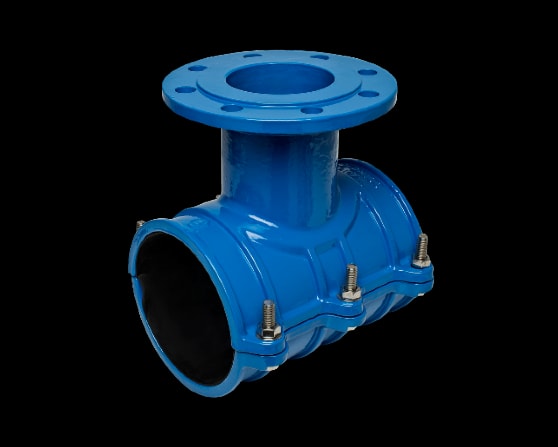 Flenset anboringsklammer for PE/PVC-rør