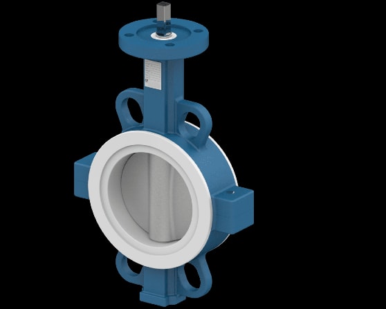 Dreiespjeldventil – Wafer – PTFE-foret