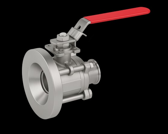 3-delt tankbunnventil med kule – Tri-Clamp
