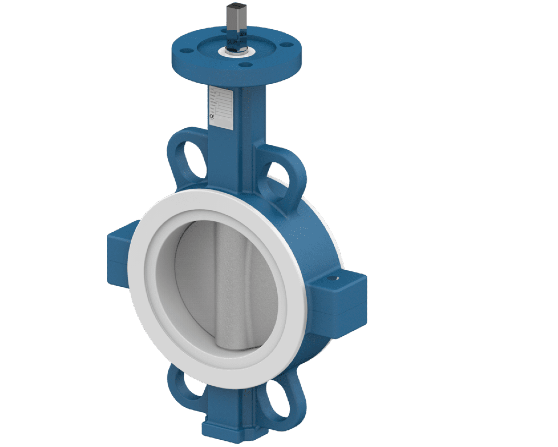 Dreiespjeldventil – Wafer – PTFE-foret