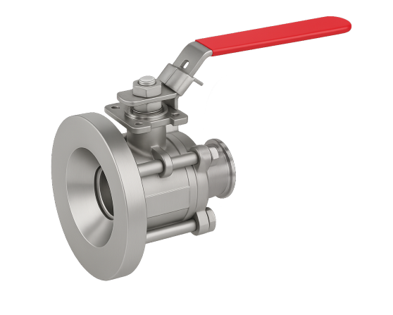 3-delt tankbunnventil med kule – Tri-Clamp
